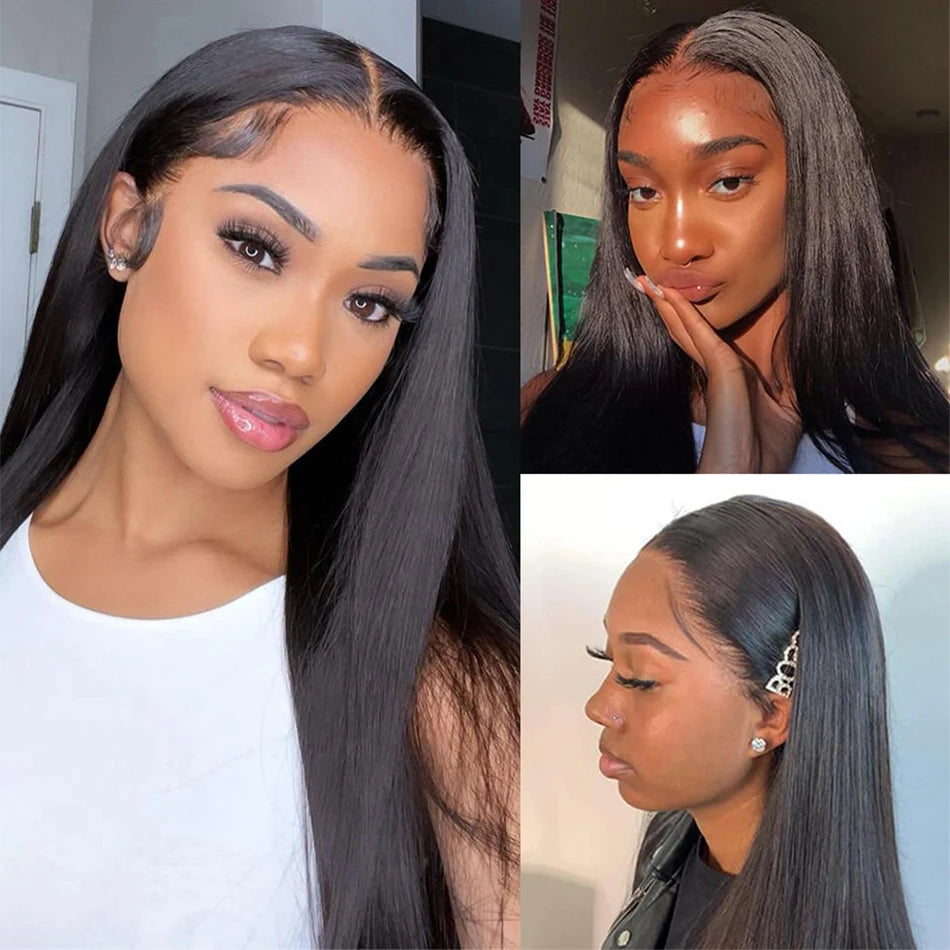 Peruvian Straight Bundles With Frontal 100% Human Hair 3 Bundles With Closure HD Transparent Lace Frontal With Bundles 12A Hair