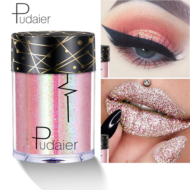 Glitter Lip Tint Lips Tattoo Loose Powder for Lip Gloss Shimmer Holographic Laser Body Face Eyes Shade Pigment Festival Makeup