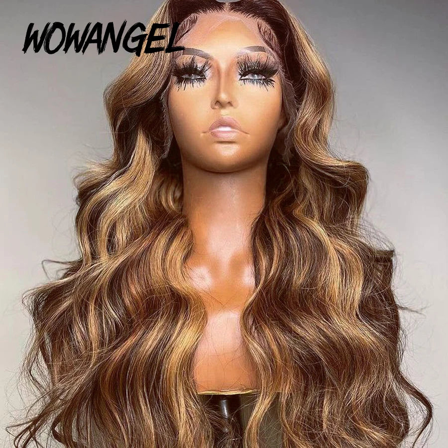 SKINLIKE Real HD Lace Front Human Hair Wigs 34inch 250% Highlight Wig 13x6 HD Lace Front Wigs Body Wave Wigs Melt Skins Glueless