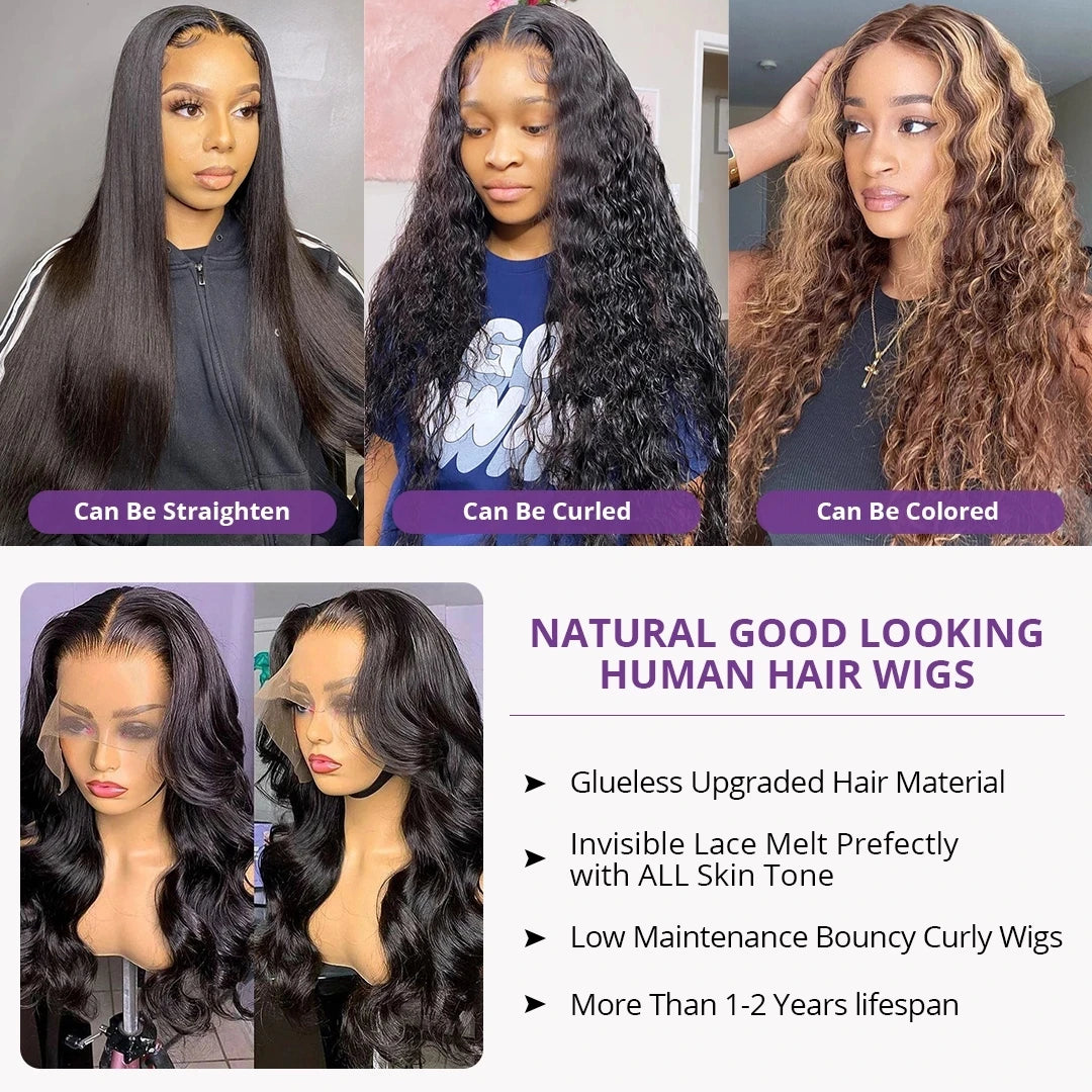 Glueless Body Wave Lace Front Wigs For Women Part Lace Wigs HD Transparent Lace Frontal Wigs Brazilian Body Wave Human Hair Wigs