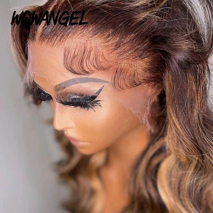 SKINLIKE Real HD Lace Front Human Hair Wigs 34inch 250% Highlight Wig 13x6 HD Lace Front Wigs Body Wave Wigs Melt Skins Glueless