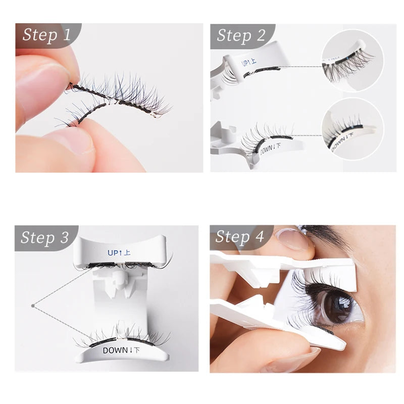 3D Natural Magnetic Eyelashes,With 4 Magnetic Lashes Handmade Reusable Magnetic False Eyelashes Gift Box