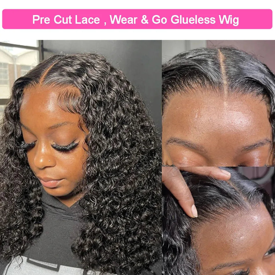 Glueless Wig Human Hair Deep Wave 4x4 5x5 HD Lace Closure Wig Preplucked Glueless Human Hair Wig Ready to Wear Beliself Hair