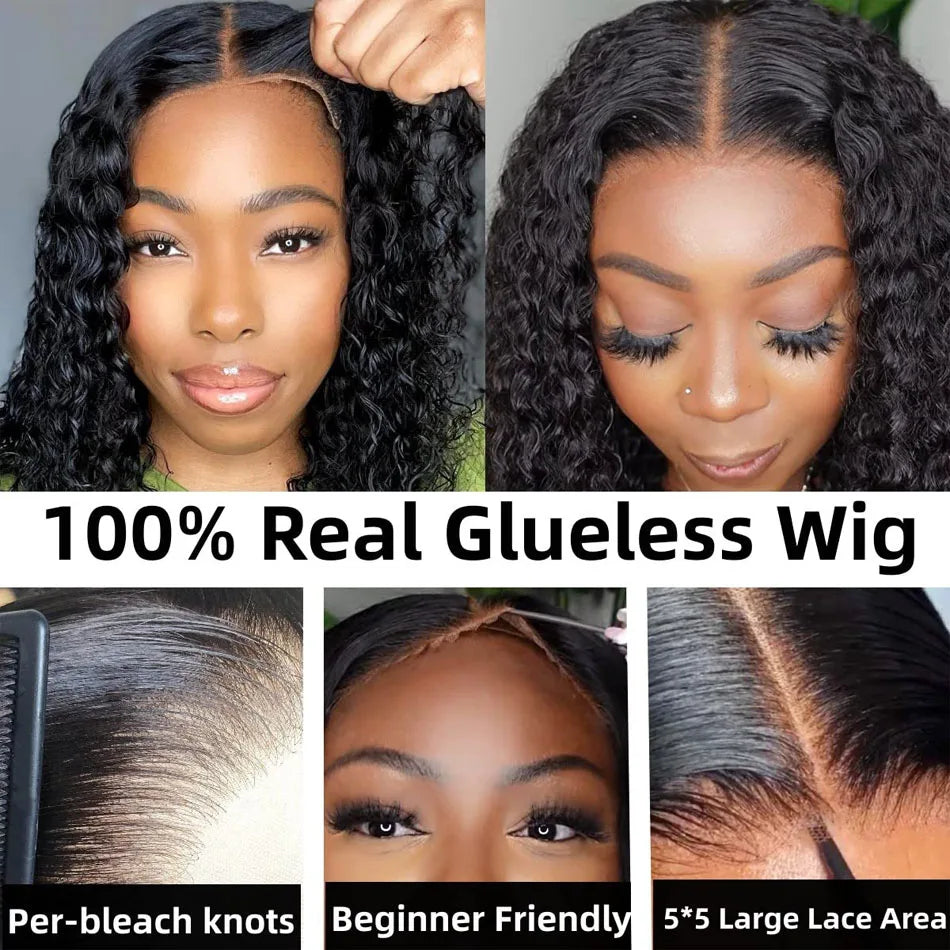 Glueless Wig Human Hair Deep Wave 4x4 5x5 HD Lace Closure Wig Preplucked Glueless Human Hair Wig Ready to Wear Beliself Hair