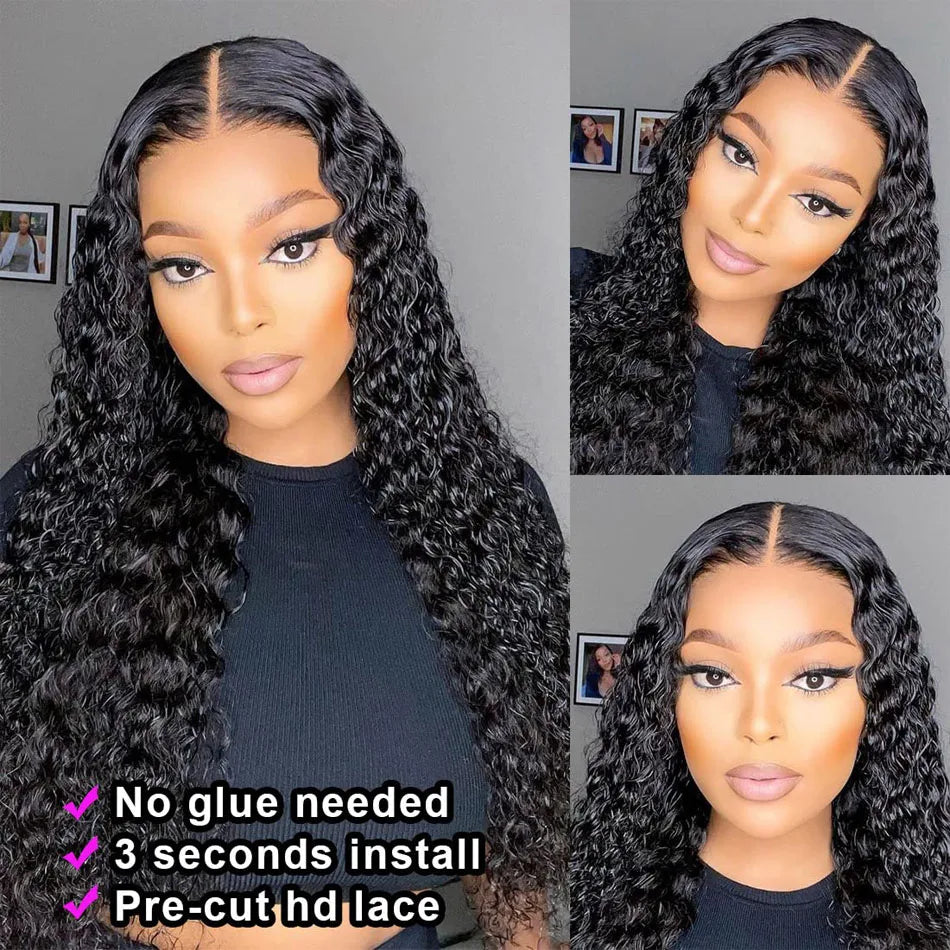 Glueless Wig Human Hair Deep Wave 4x4 5x5 HD Lace Closure Wig Preplucked Glueless Human Hair Wig Ready to Wear Beliself Hair