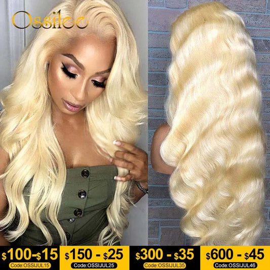 613 Blonde Lace Front Wigs Remy Brazilian Body Wave 13x4 Lace Front Human Hair Wigs Transparent Lace Wigs for Women 250% Density