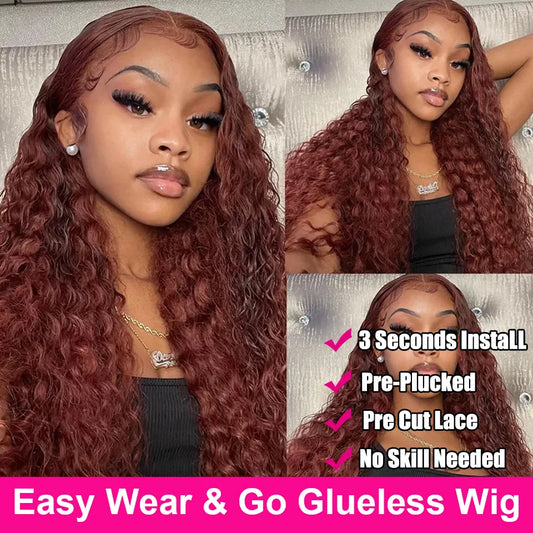 Reddish Brown 13x4 13X6 Deep Wave Frontal Wig HD Lace Front Human Hair Wigs 4X6 Preplucked Glueless Wig Human Hair Ready To Wear